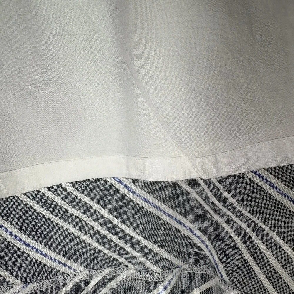 Talbots Women's Size 12 Linen Chevron Stripe Blue Black White Midi Skirt - Picture 6 of 9